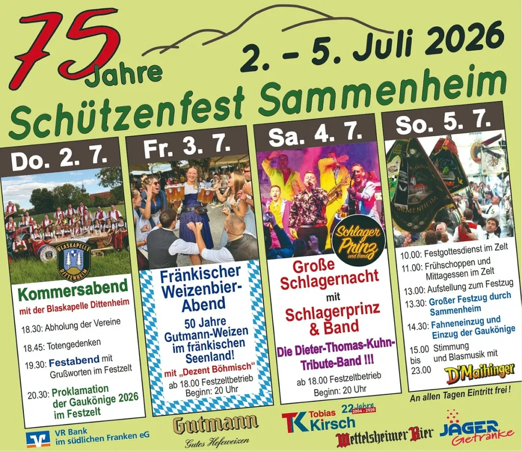 75 Jahre Schützenfest Sammenheim (Quelle: Tourismusverband Fränkisches Seenland)