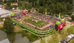 DATEV Challenge Roth Triathlon – Schwimmstart und Solarer Berg in Hilpoltstein (Quelle: Tourismusverband Fränkisches Seenland)