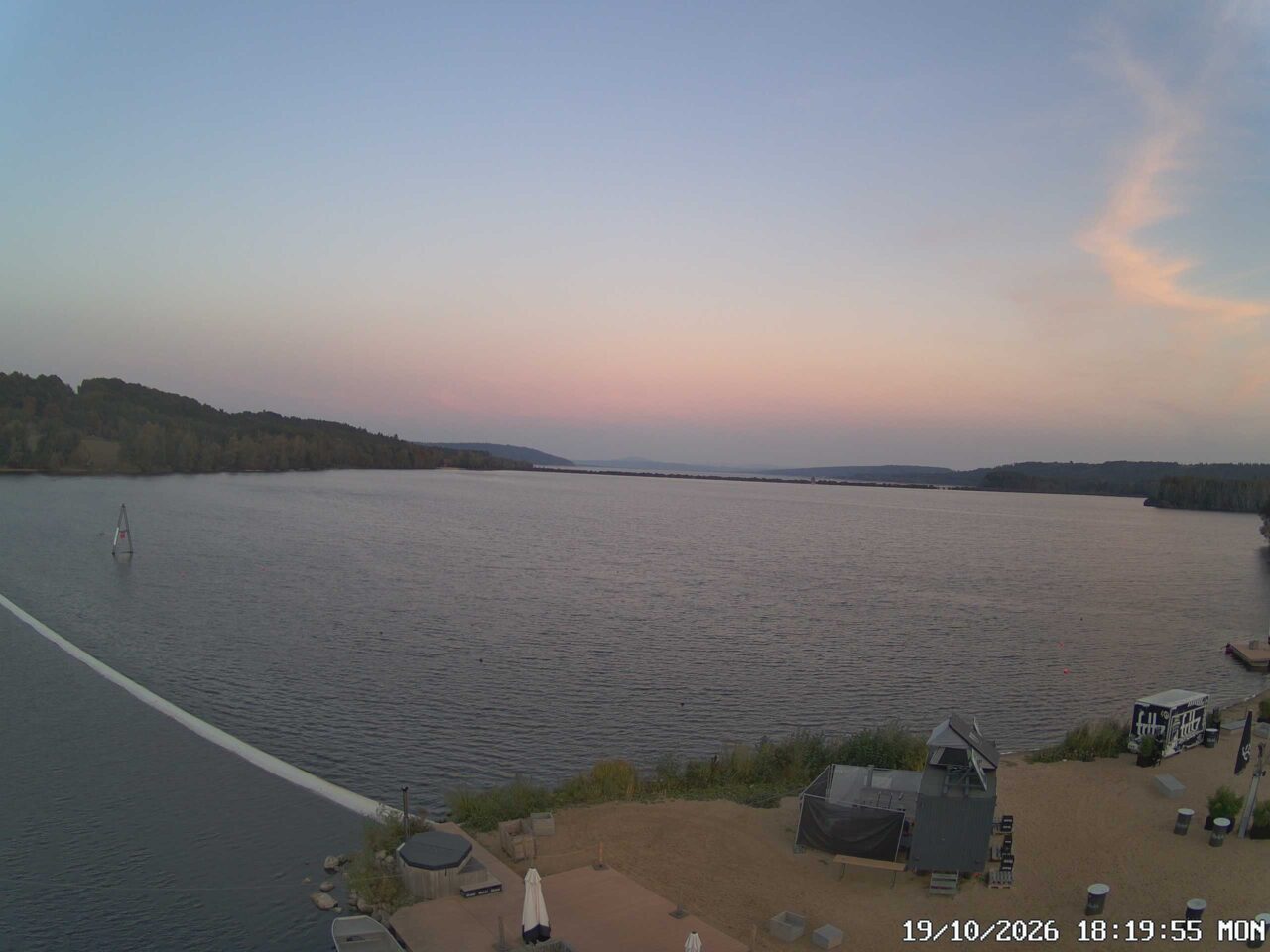 Webcam des Wakeparks Brombachsee an der Badehalbinsel Absberg (Kleiner Brombachsee).